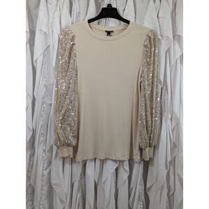 Torrid Champagne Sparkle Sequin Ribbed Pullover Top Size 00 Medium Plus